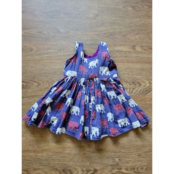 Girls Elephant Pattern Lined Sundress Set 12mos - Picture 2 of 8